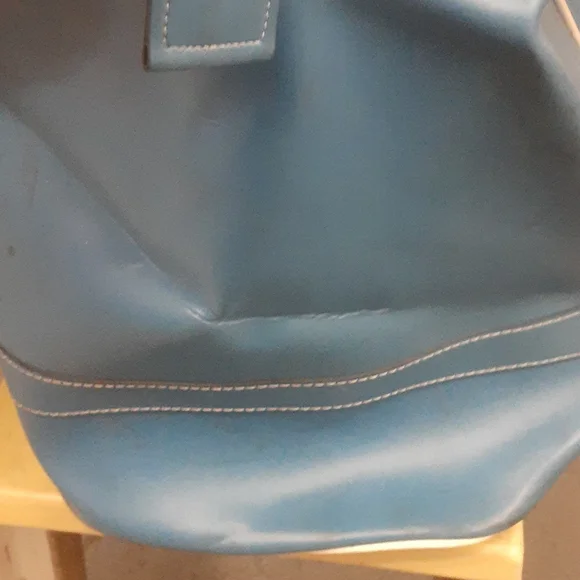 Vintage 70s Retro Vinyl Large Duffle Bag Aqua Blue 18x13x9"  PanAm Airline Vibe - Picture 4 of 4